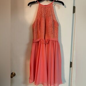 A-line Scoop Knee-Length Chiffon Lace Bridesmaid Dress